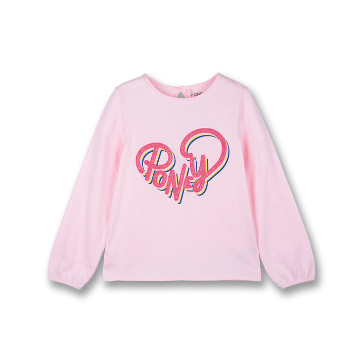 Poney Girls Light Pink Hearty Poney Love Long Sleeve Tee
