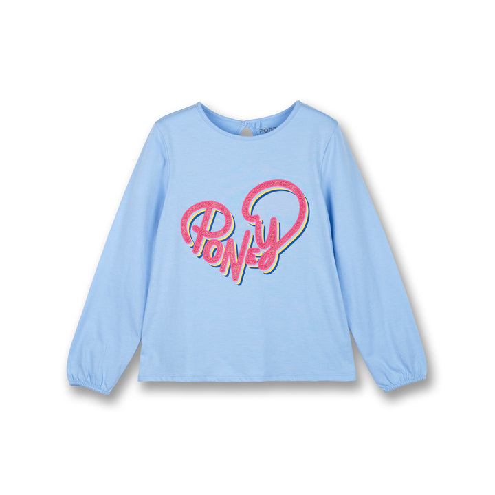 Poney Girls Blue Hearty Poney Love Long Sleeve Tee