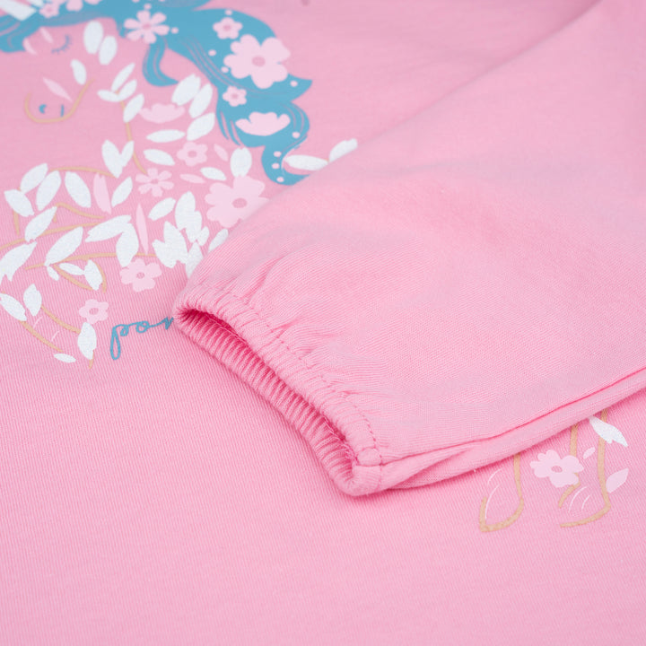 Poney Girls Pink Unicorn Of Flowers Long Sleeve Tee