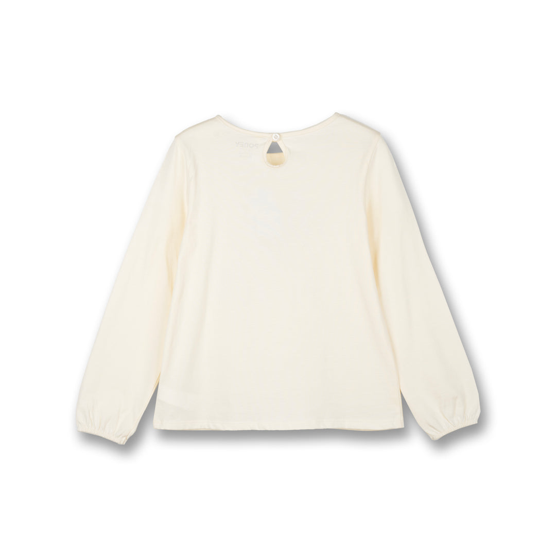 Poney Girls Beige Unicorn Of Flowers Long Sleeve Tee