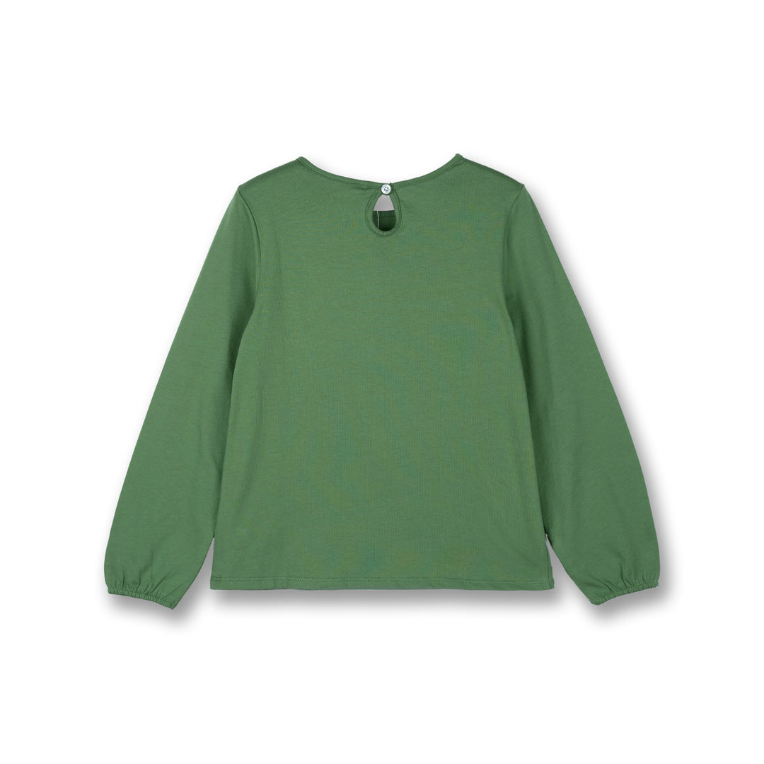Poney Girls Green Unicorn Of Flowers Long Sleeve Tee