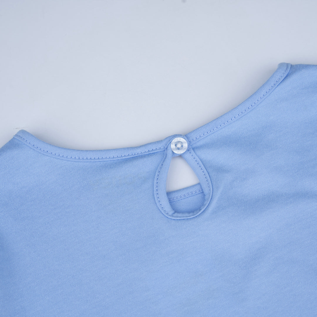 Poney Girls Blue Butterfly Kitty Cat Long Sleeve Tee