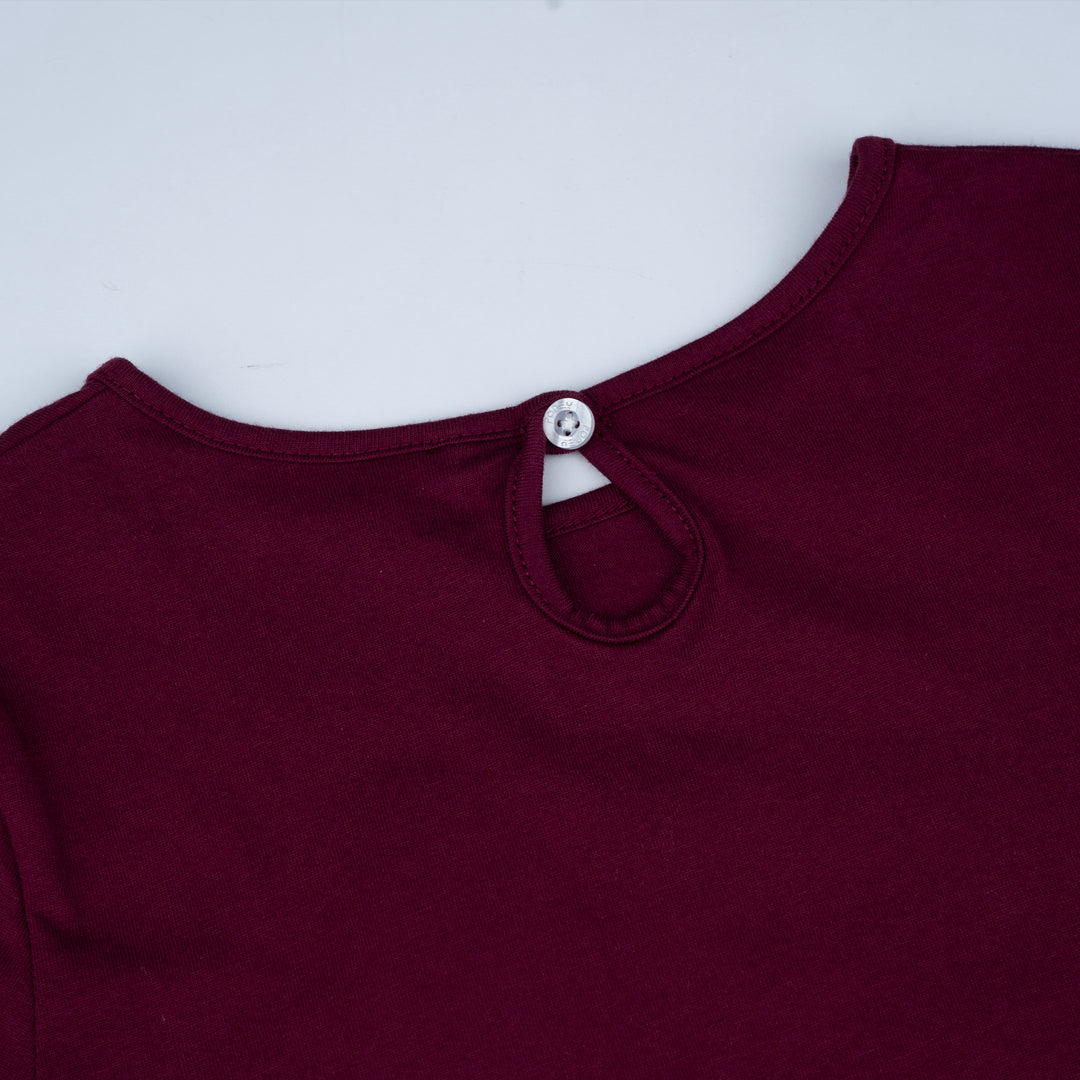 Poney Girls Maroon Butterfly Kitty Cat Long Sleeve Tee