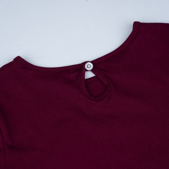 Poney Girls Maroon Butterfly Kitty Cat Long Sleeve Tee