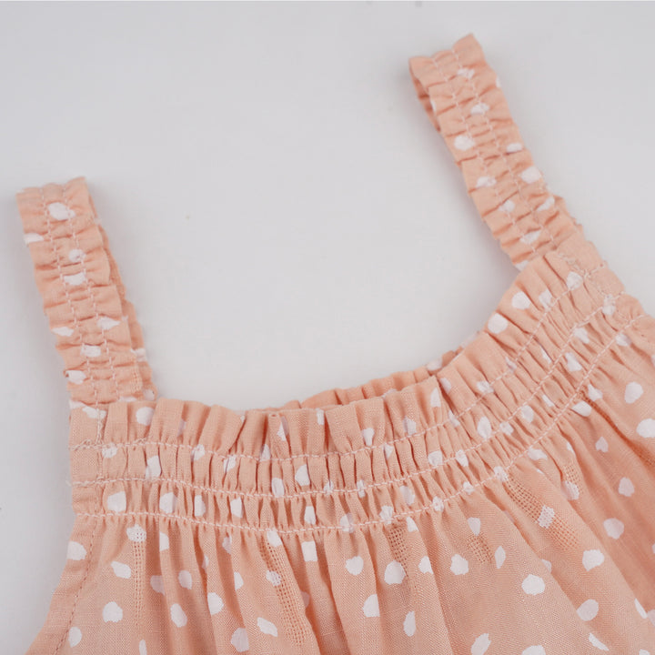 Poney Girls Peachy Polka Sleeveless Romper