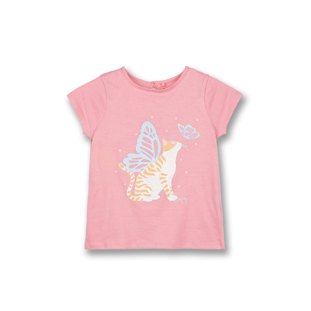Poney Girls Pink Dreamy Cat-fly Short Sleeve Tee