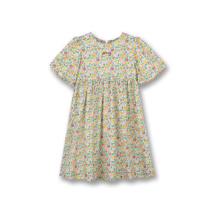 Poney Girls Cream Classic Blossom Floral Short Sleeve Dress