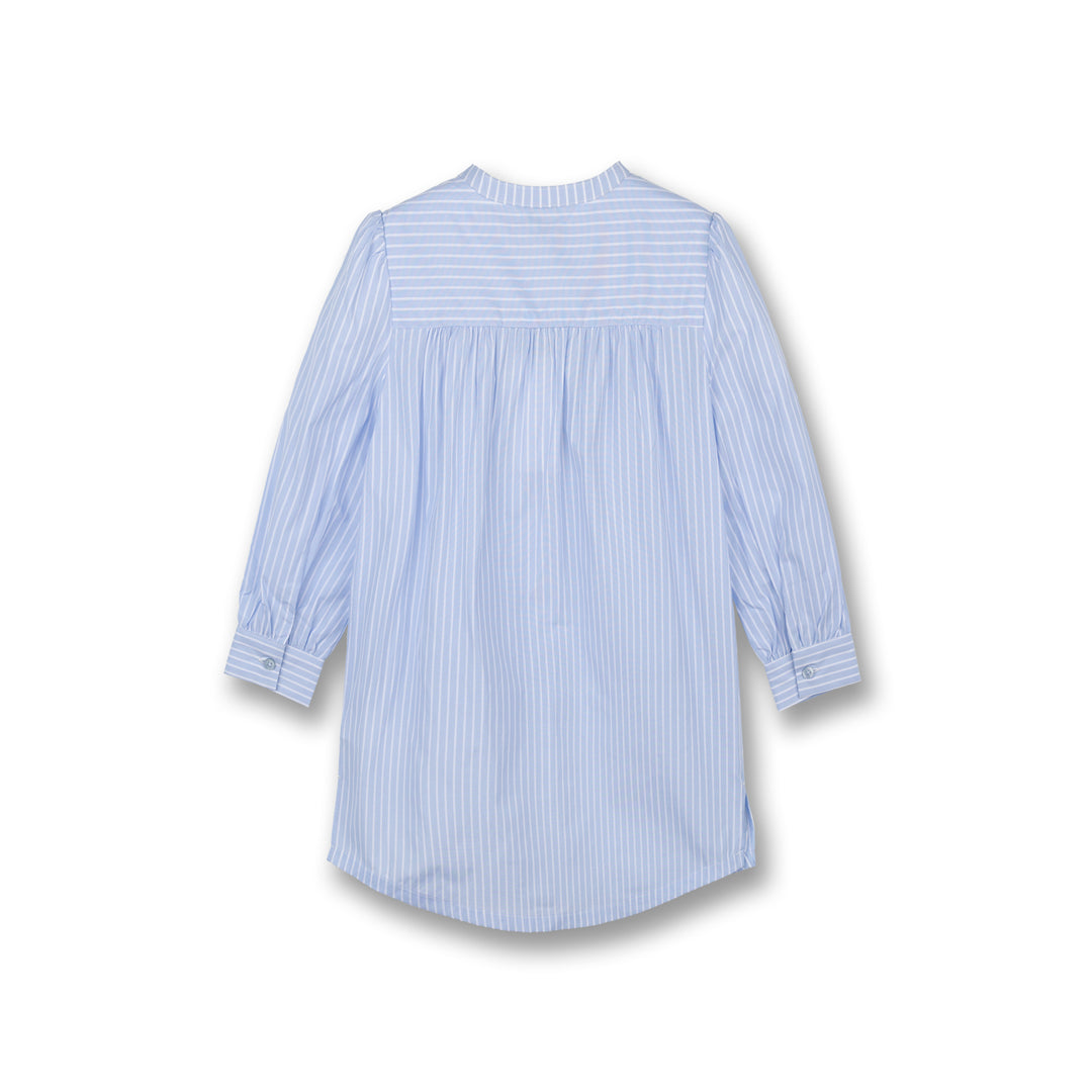 Poney Girls Light Blue Striped Long Sleeve Dress