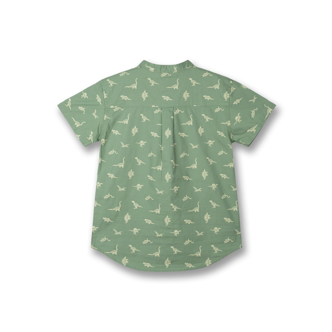 Poney Boys Green Dinosaur Short Sleeve Shirt