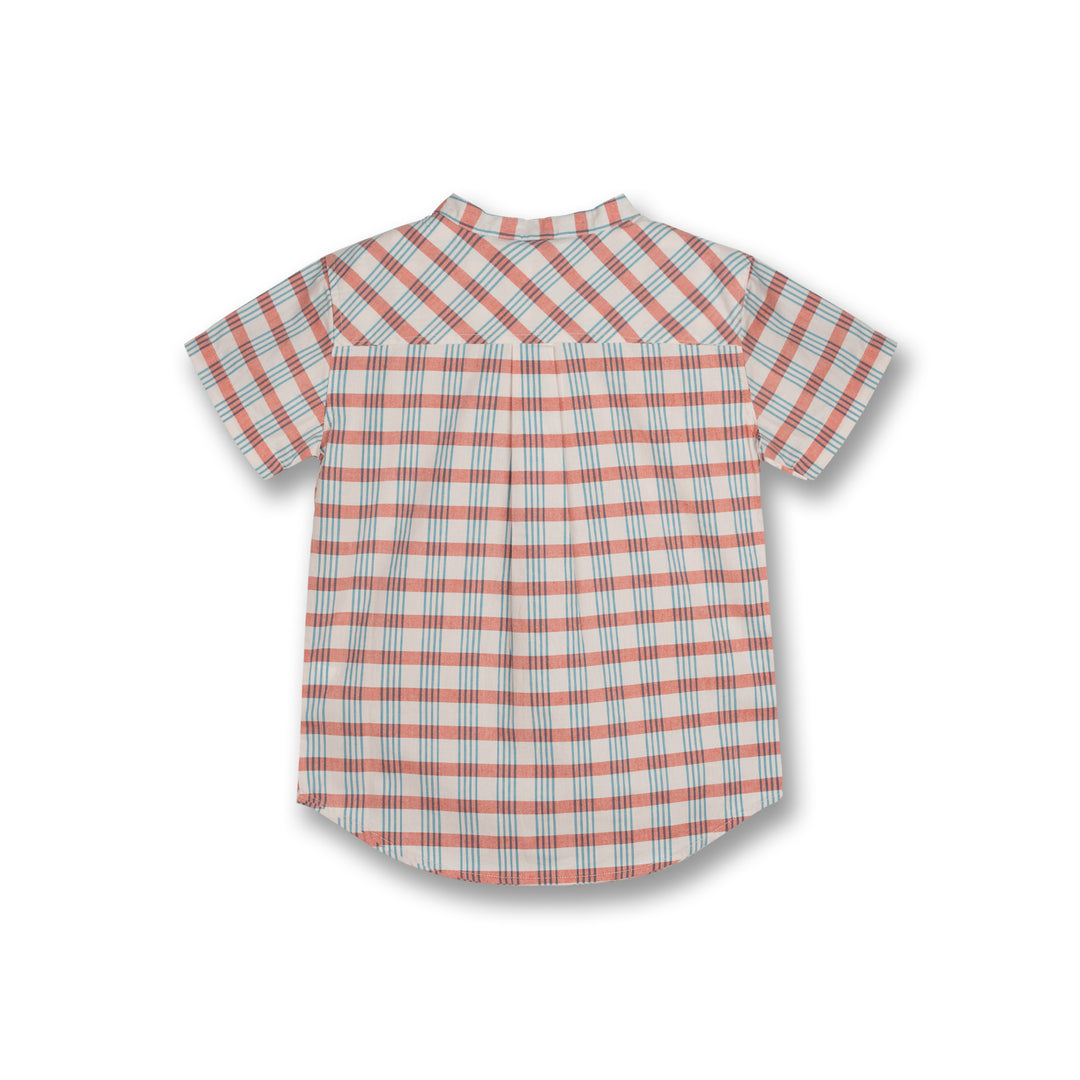 Poney Boys Orange Abu's Checked Short Sleeve Shirt