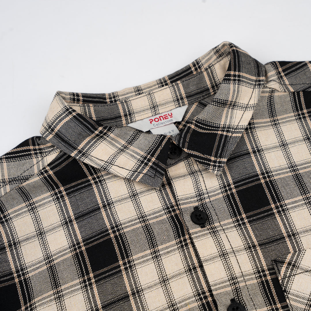 Poney Boys Khaki Classic Icon Checks Long Sleeve Shirt