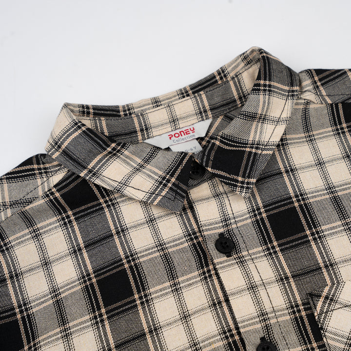 Poney Boys Khaki Classic Icon Checks Long Sleeve Shirt