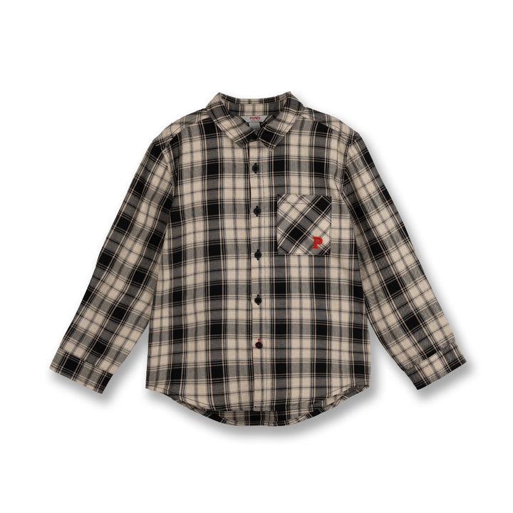 Poney Boys Khaki Classic Icon Checks Long Sleeve Shirt