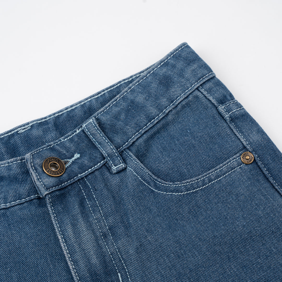 Poney Boys Navy Denim Regular Fit Zip-Up Jeans