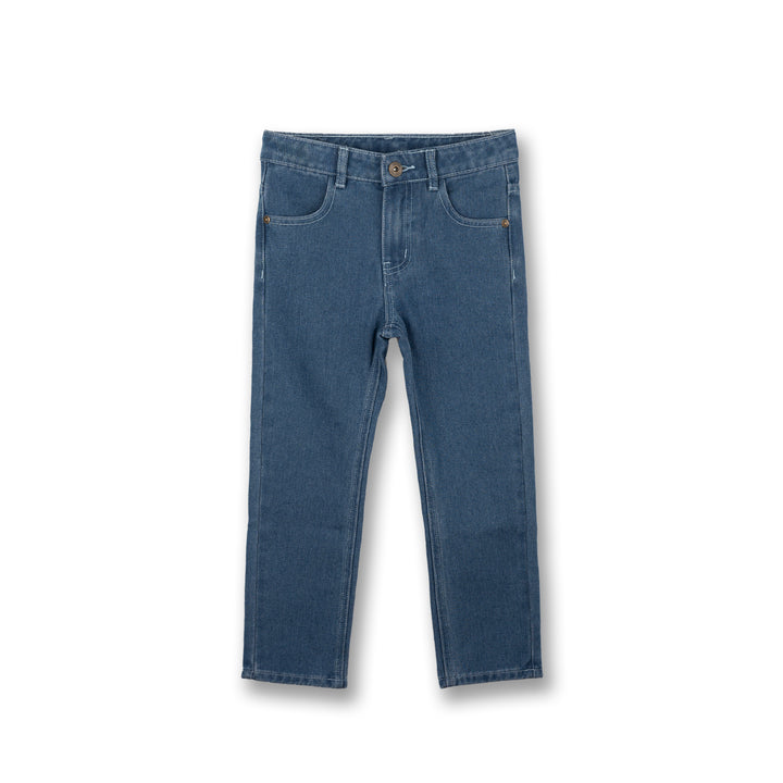 Poney Boys Navy Denim Regular Fit Zip-Up Jeans