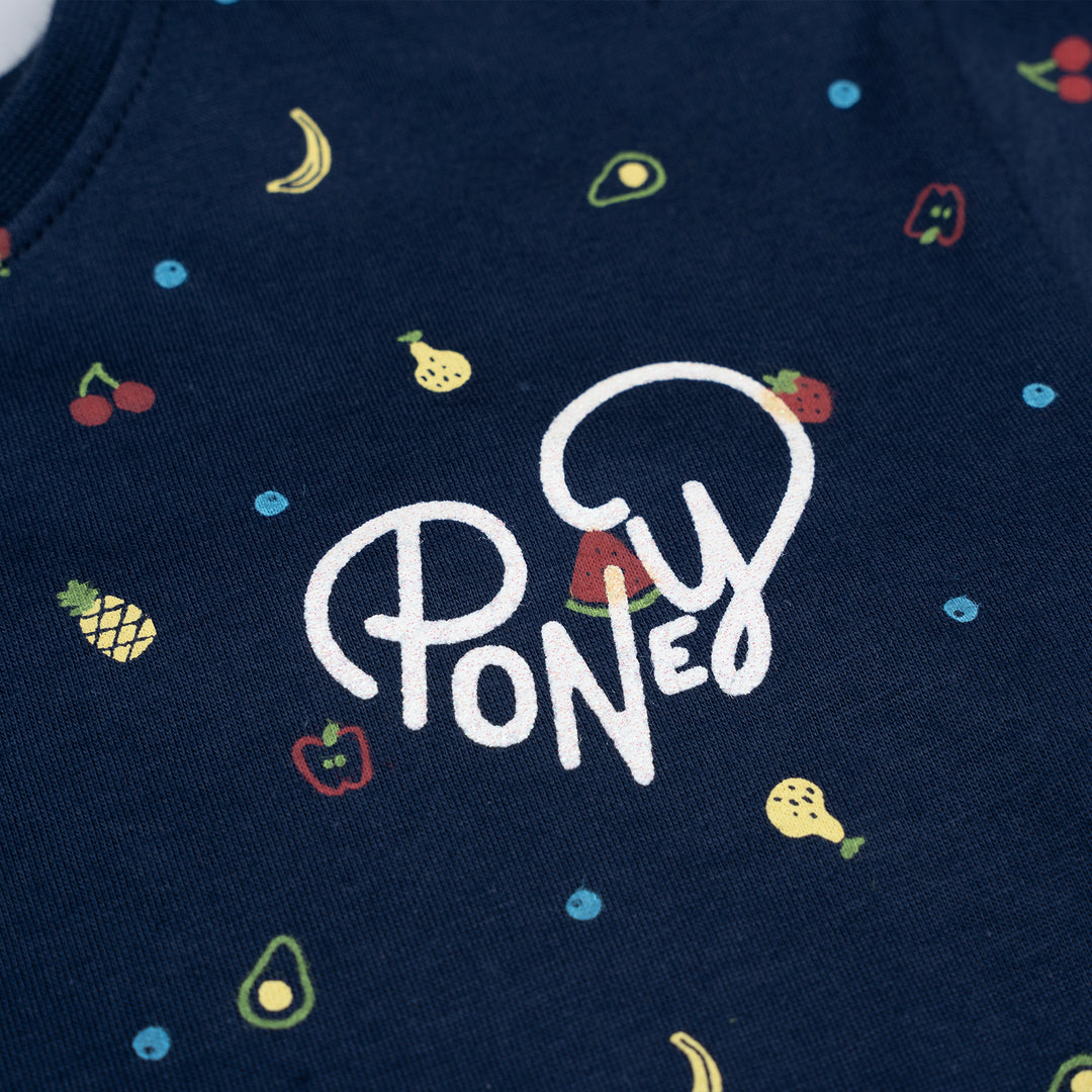 Poney Girls Navy Lily's Orchard Short Sleeve Tee