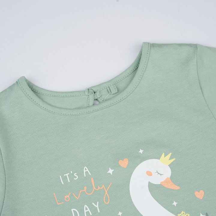 Poney Girls Green It's A Lovely Day Short Sleeve Tee