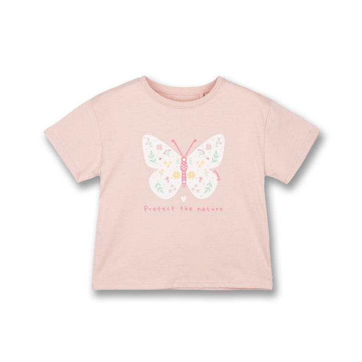 Poney Girls Dusty Pink Protect The Nature Short Sleeve Tee