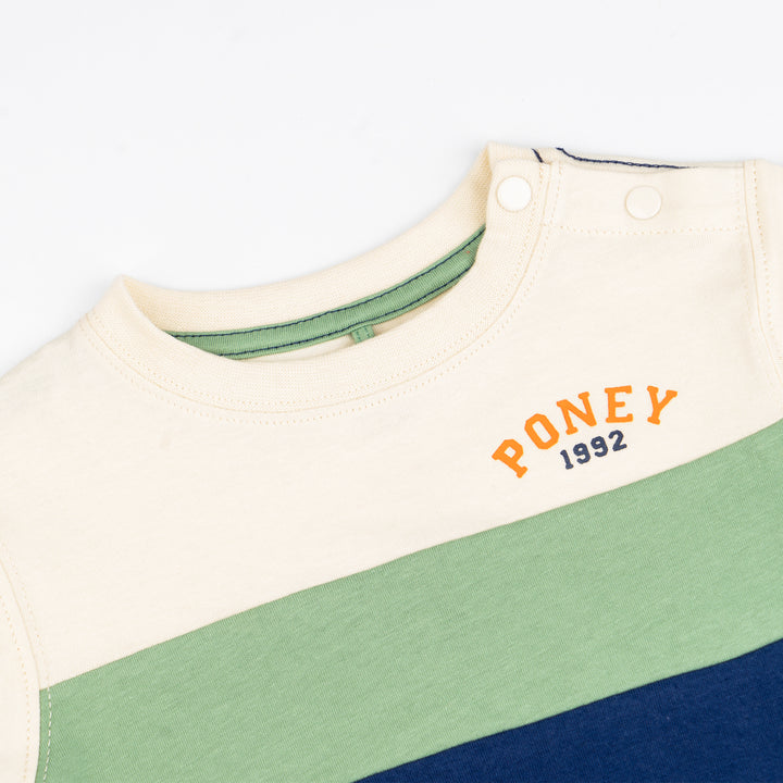 Poney Boys Beige Trio Cut & Sew Short Sleeve Tee