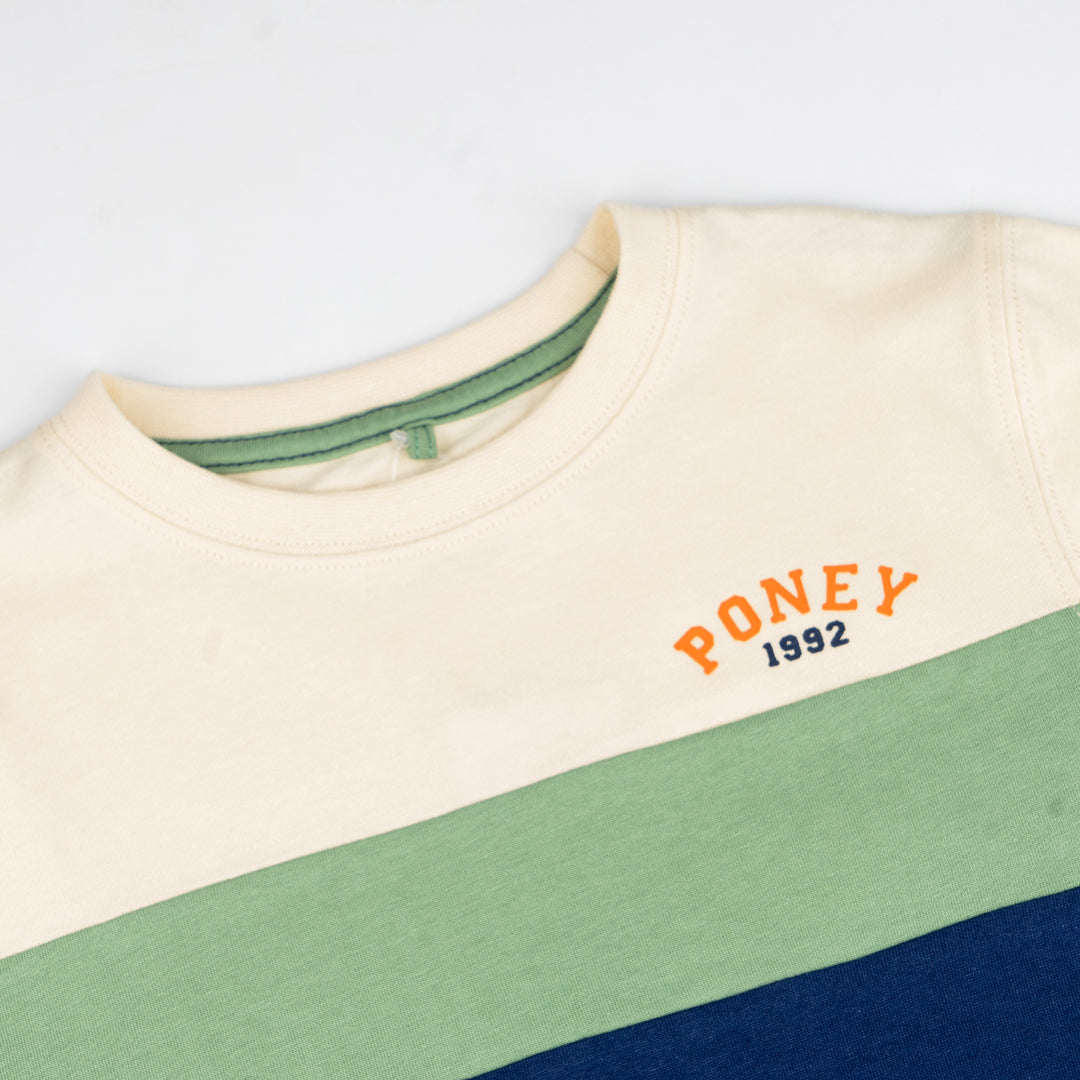 Poney Boys Beige Trio Cut & Sew Short Sleeve Tee