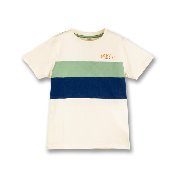 Poney Boys Beige Trio Cut & Sew Short Sleeve Tee