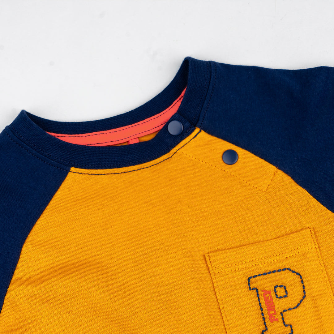 Poney Boys Mustard Pocket Raglan Short Sleeve Tee