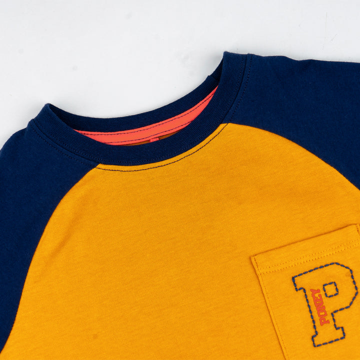 Poney Boys Mustard Pocket Raglan Short Sleeve Tee