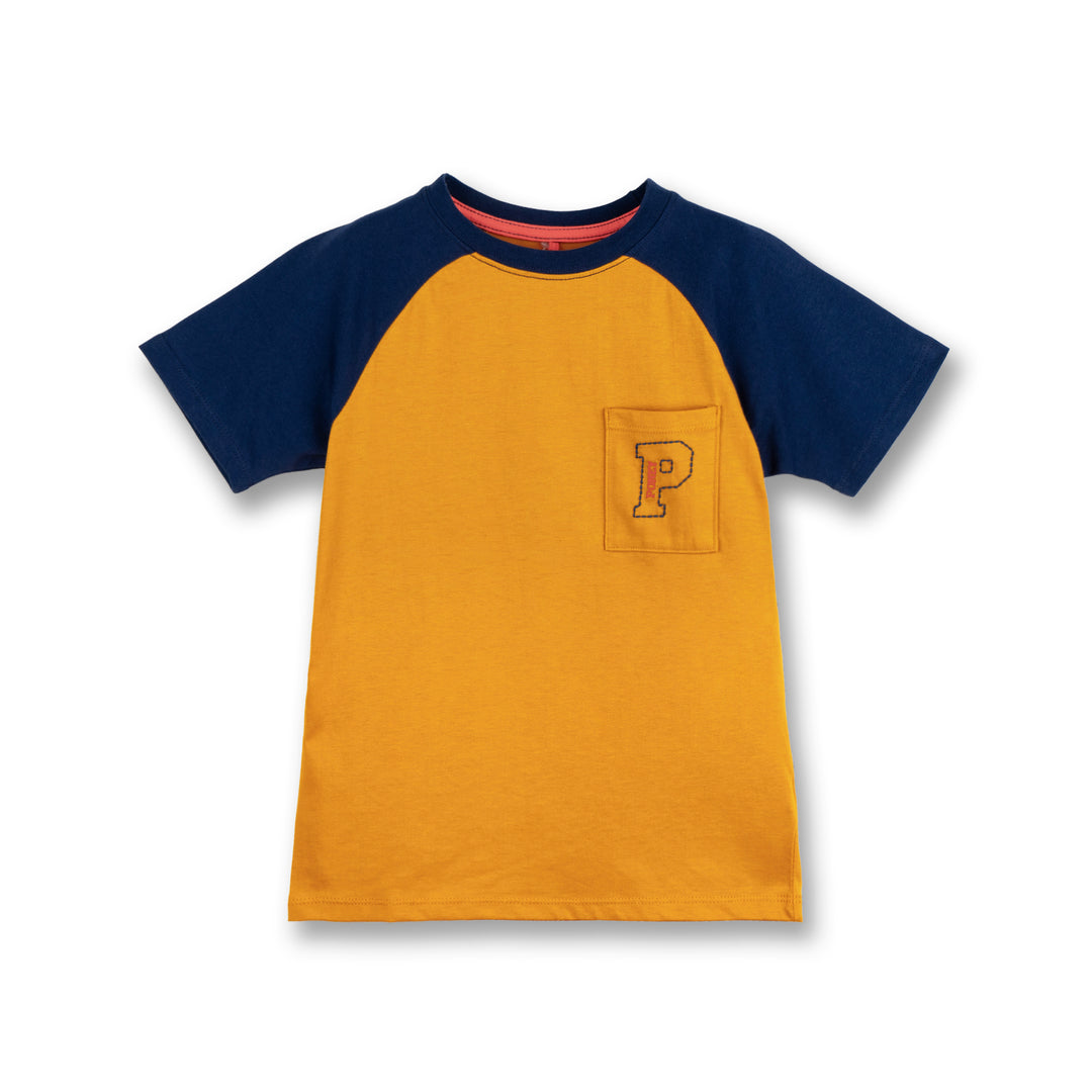 Poney Boys Mustard Pocket Raglan Short Sleeve Tee