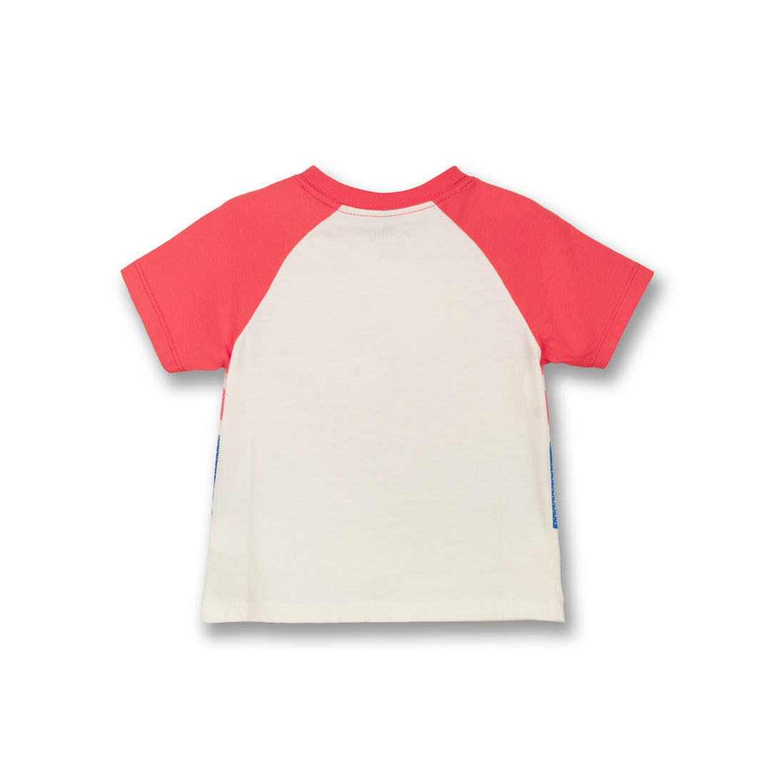 Poney Boys Cream Blazing Striped Raglan Short Sleeve Tee