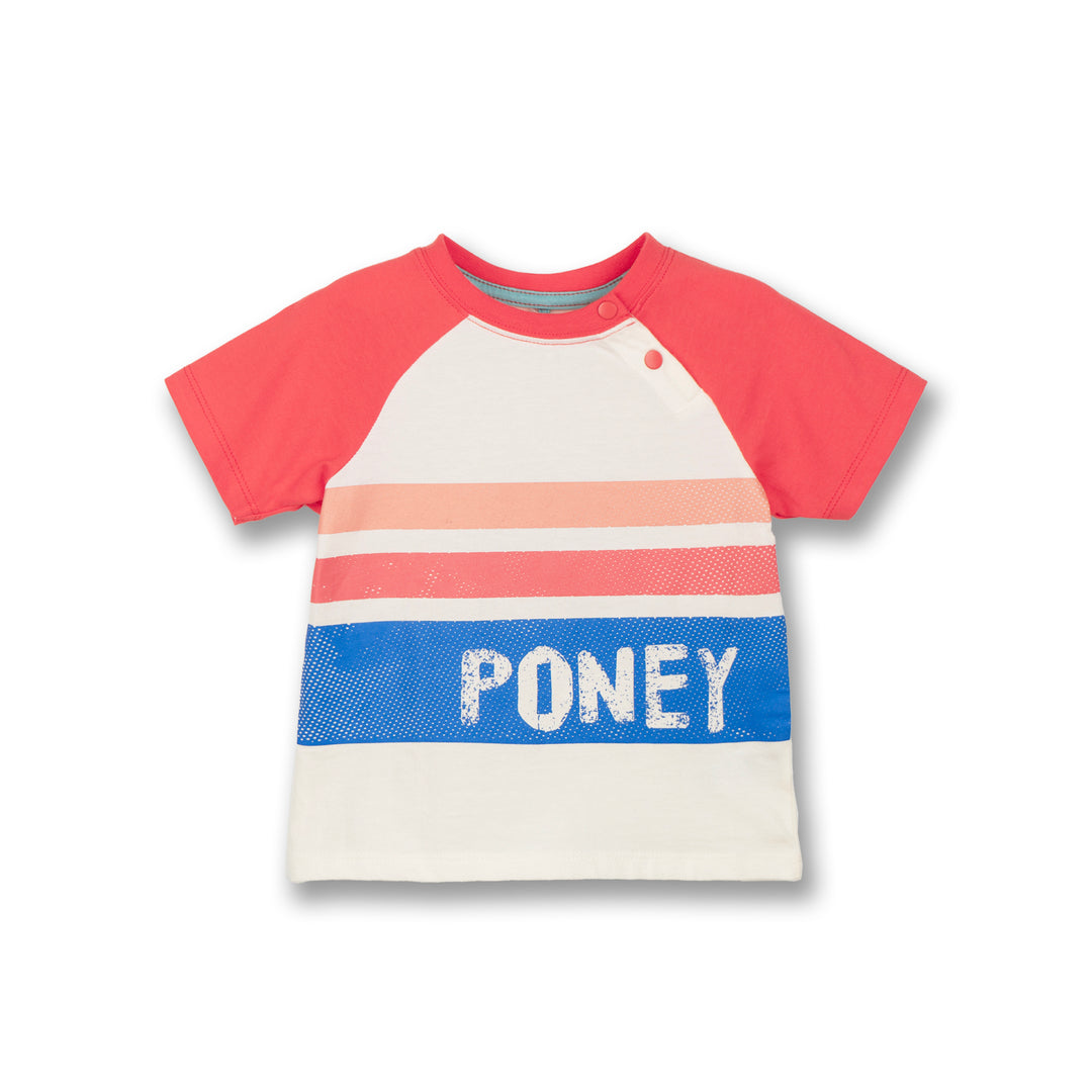 Poney Boys Cream Blazing Striped Raglan Short Sleeve Tee