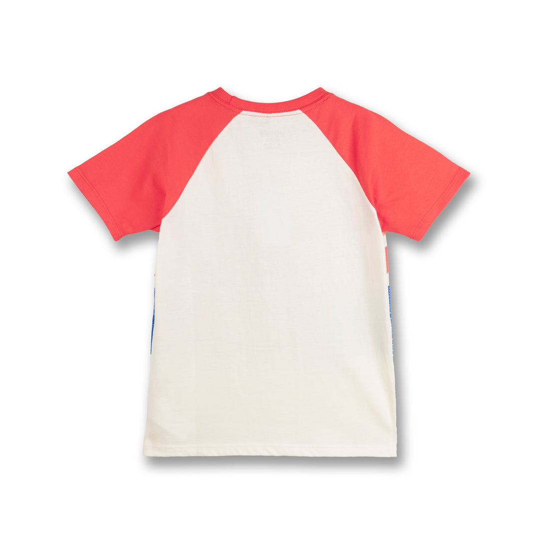 Poney Boys Cream Blazing Striped Raglan Short Sleeve Tee