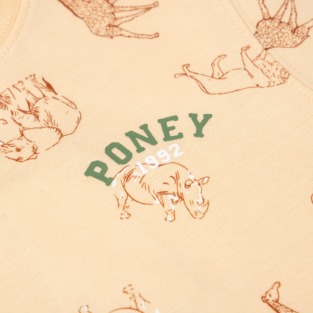 Poney Boys Khaki Safari Animal Lover Short Sleeve Tee