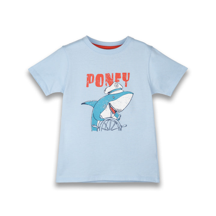 Poney Boys Light Blue Captain Shark Short Sleeve Tee