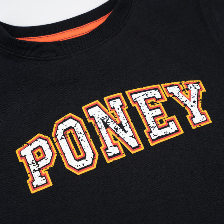 Poney Boys Black Rugged Bold Logo Short Sleeve Tee