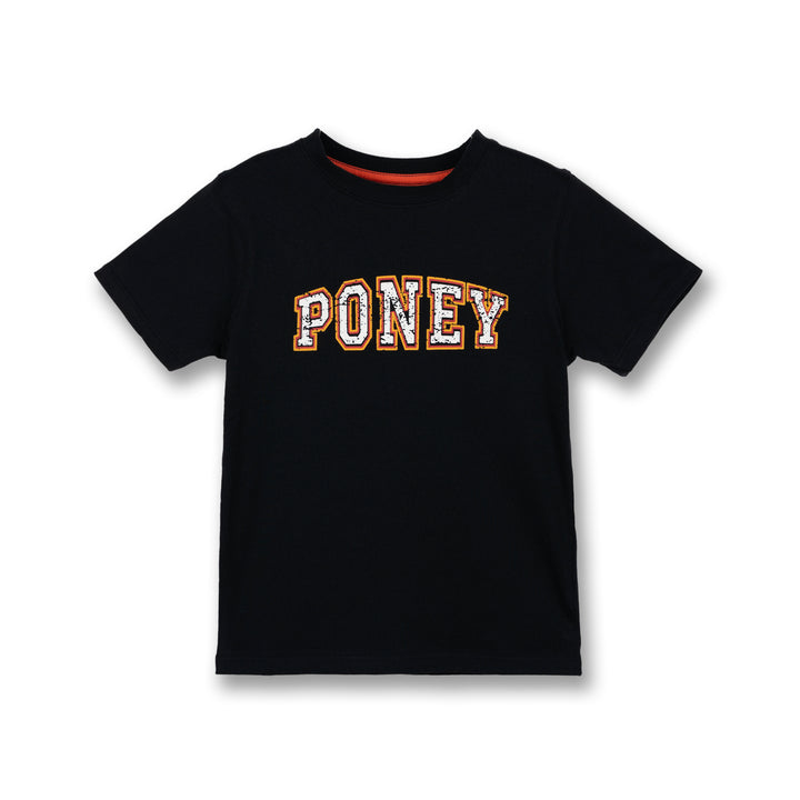 Poney Boys Black Rugged Bold Logo Short Sleeve Tee