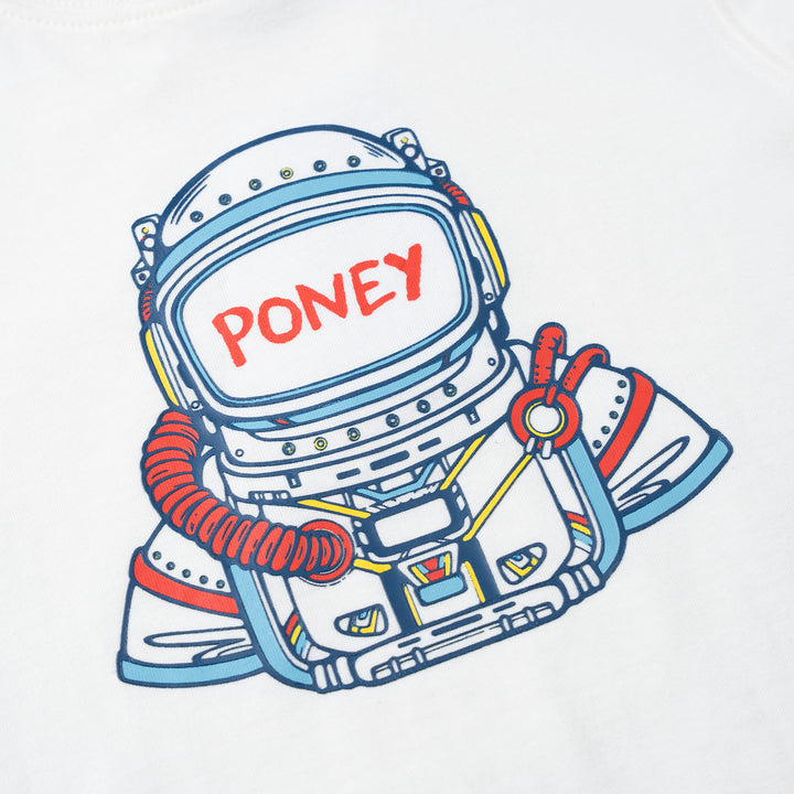 Poney Boys Cream Little Astronaut Short Sleeve Tee