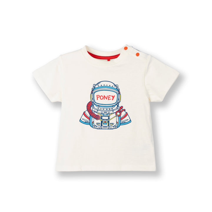 Poney Boys Cream Little Astronaut Short Sleeve Tee