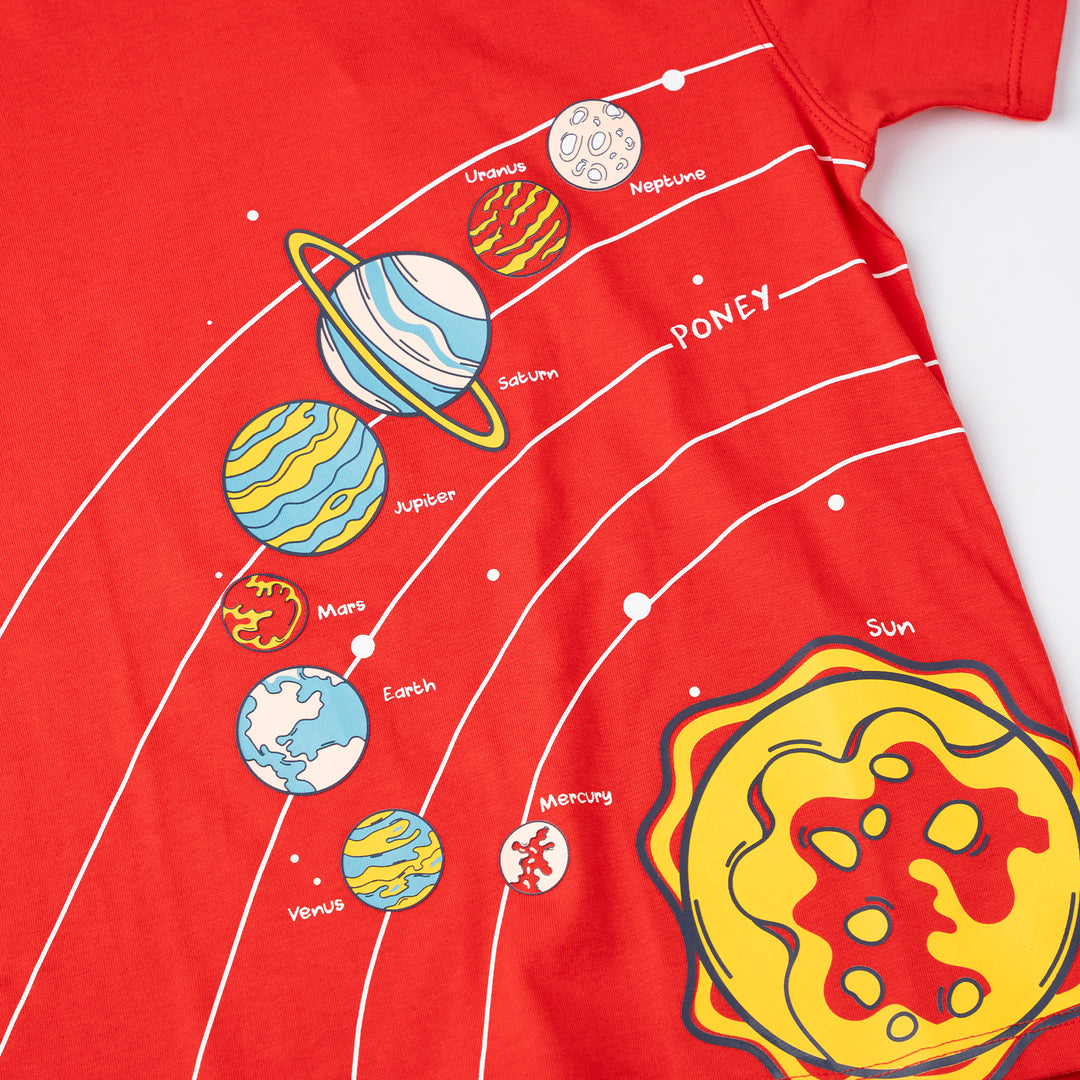 Poney Boys Red Galactic Galaxy Guide Short Sleeve Tee