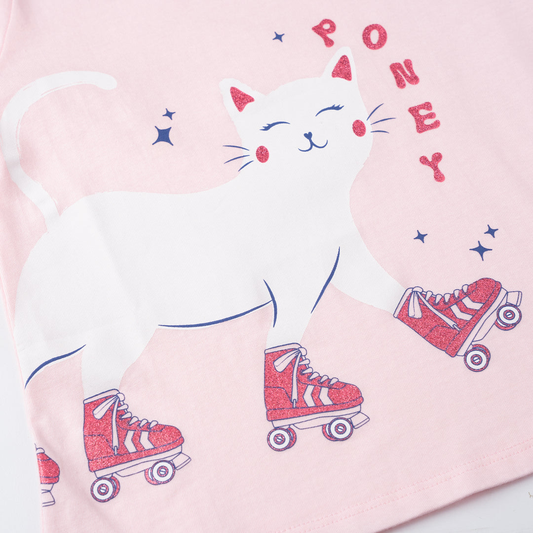 Poney Girls Light Pink Roller Kitty Long Sleeve Tee 2240185