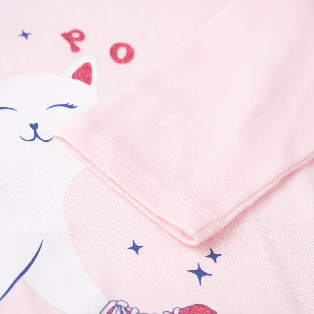 Poney Girls Light Pink Roller Kitty Long Sleeve Tee 2240185