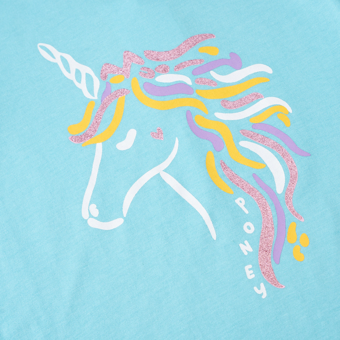 Poney Girls Turqoise Graceful Unicorn Long Sleeve Tee 2240187