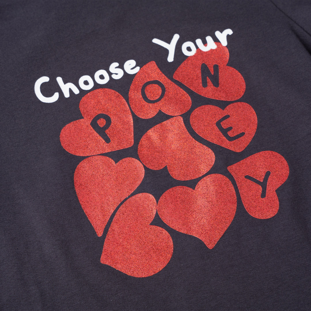 Poney Girls Dark Grey Choose Your Heart Long Sleeve Tee 2240188