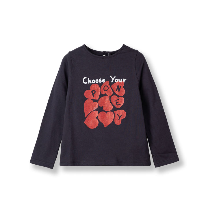 Poney Girls Dark Grey Choose Your Heart Long Sleeve Tee 2240188