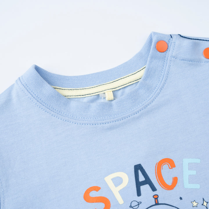 Poney Baby Boys  Lt.Blue UFO Caught in Space Short Sleeve Tee