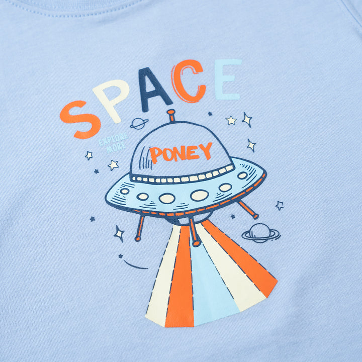 Poney Baby Boys  Lt.Blue UFO Caught in Space Short Sleeve Tee