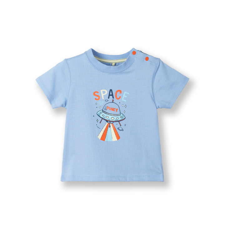 Poney Baby Boys  Lt.Blue UFO Caught in Space Short Sleeve Tee