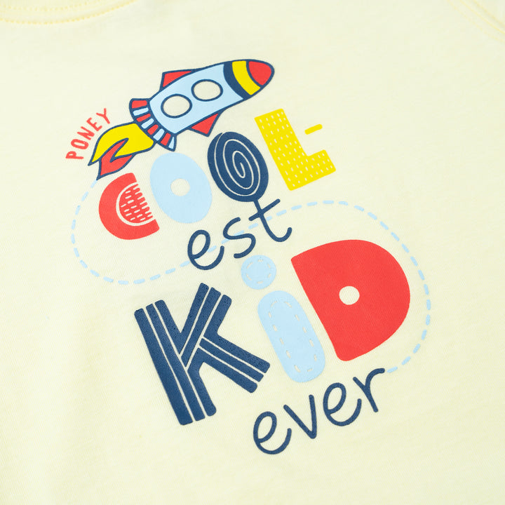 Poney Baby Boys Lt.Yellow Coolest Kid Ever! Short Sleeve Tee