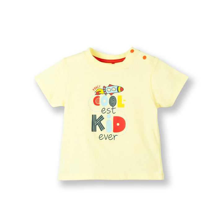 Poney Baby Boys Lt.Yellow Coolest Kid Ever! Short Sleeve Tee