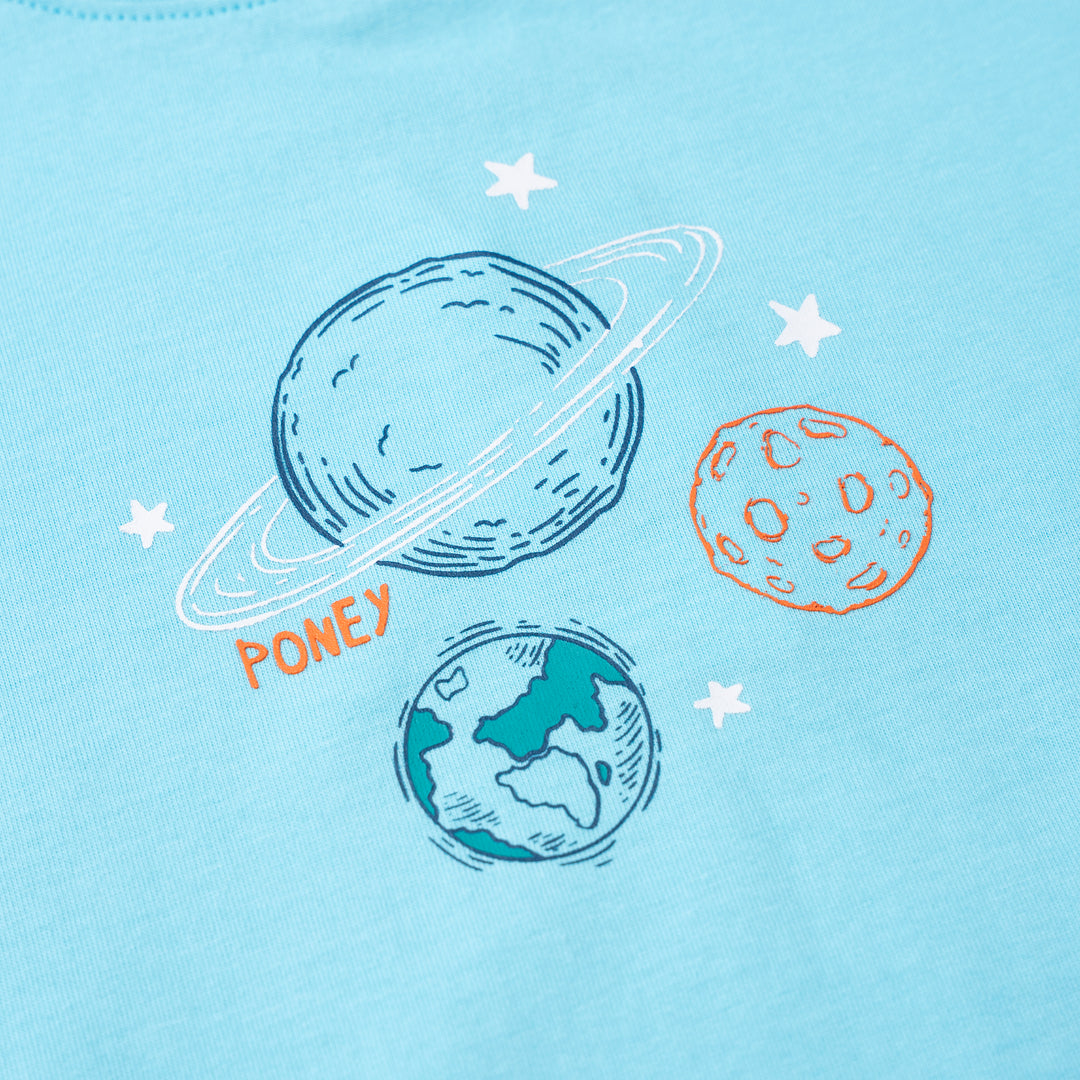 Poney Baby Boys Turquoise Space Enthusiast Short Sleeve Tee