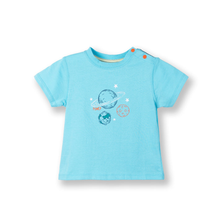 Poney Baby Boys Turquoise Space Enthusiast Short Sleeve Tee